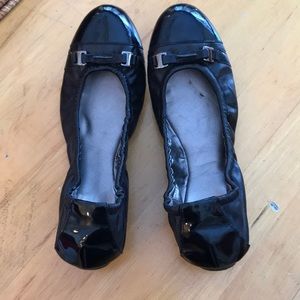 Tahari Black Leather and Patent flats